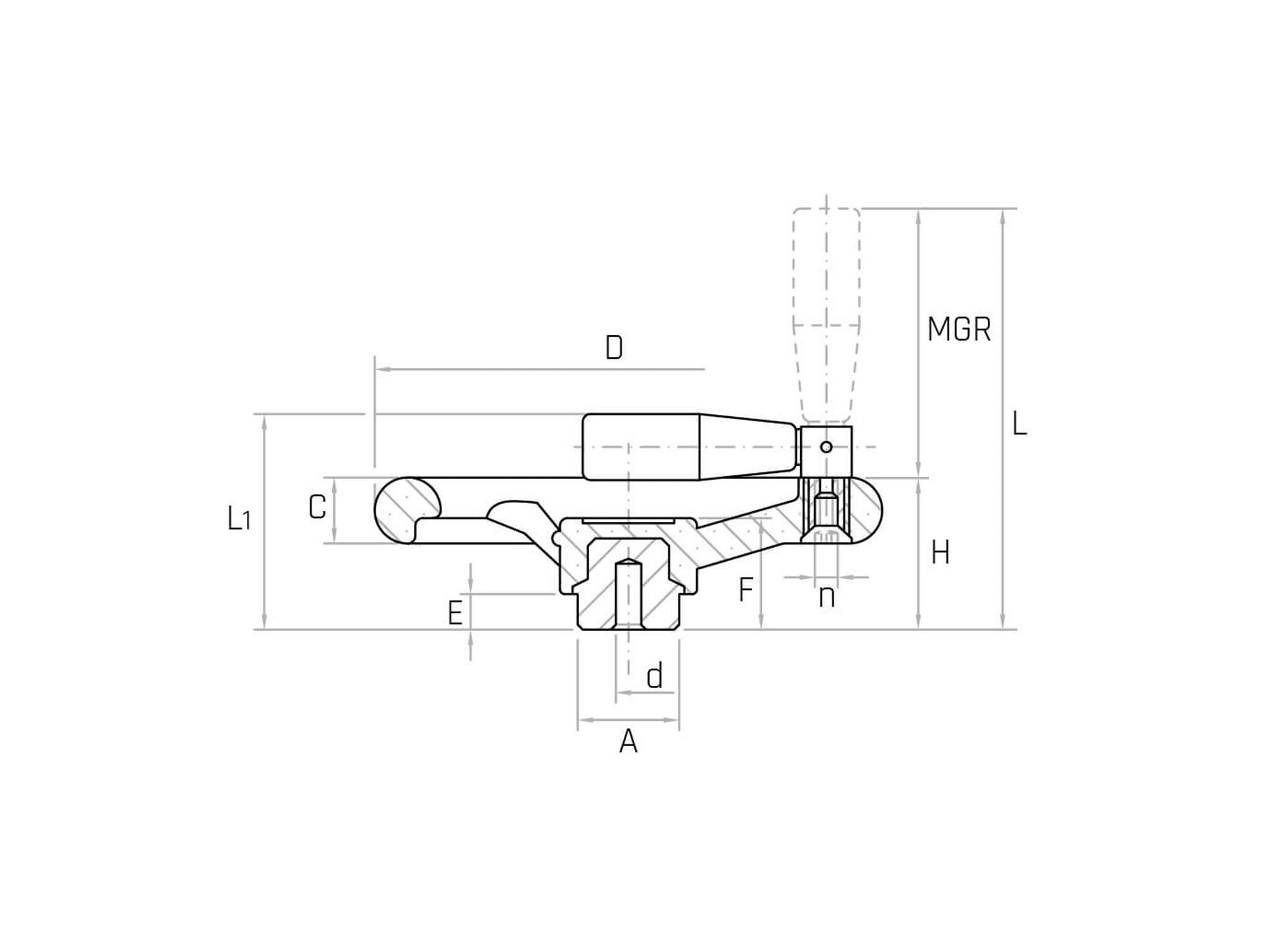 VRF/MF Three-spoke handwheel with folding knob - Range VRF/MF Three-spoke handwheel with folding knob - Range